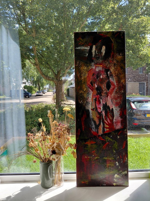 Penalty – Oil on canvas (approx. 40x120 cm) – schilderijen tekeningen