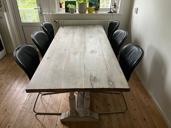 Image 1 of 6 chaises Bert Plantagie en cuir noir - enlèvement jusqu'au 28 juillet