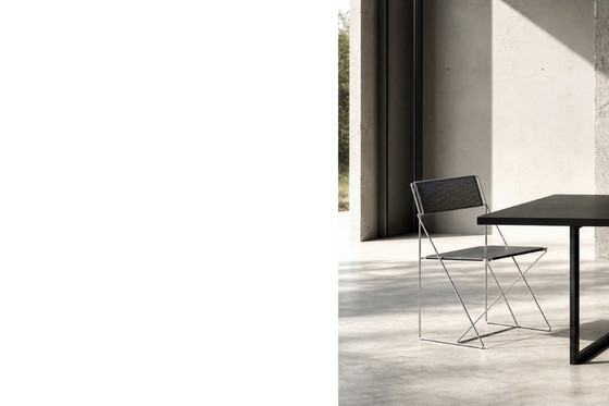 Image 1 of Vintage minimalistische metalen X-Line stoelen van Niels Jørgen Haugesen voor Hybodan, jaren 70, set van 4