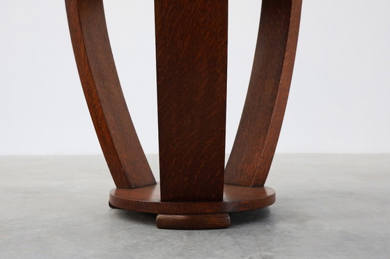 Image 1 of Art Deco side table in wood and chess style veneered top, France ca. 1940