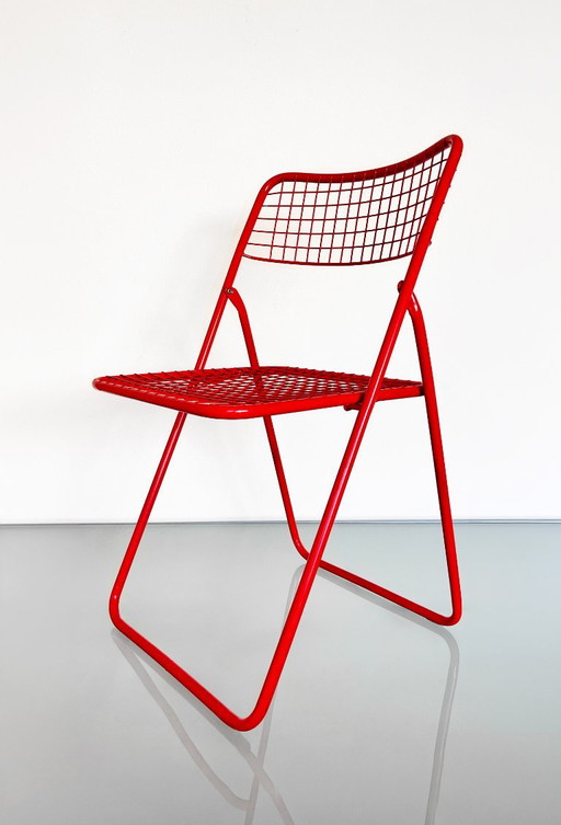 Vintage IKEA 80er Jahre roter Niels Gammelgaard Ted Net Chair – klapstoelen, Metal