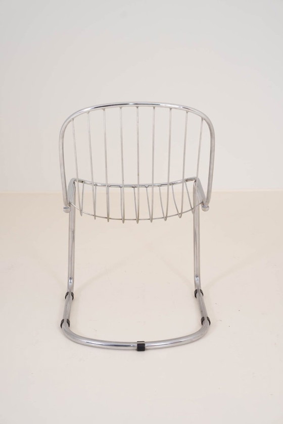 Image 1 of Set di 6 sedie da pranzo vintage in filo di ferro cromato