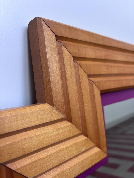 Image 1 of Grande specchio vintage in legno in stile Art Déco - ziggurat / Odeon