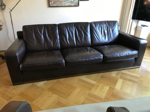 Leather 3-seater Sofa, Dark Brown