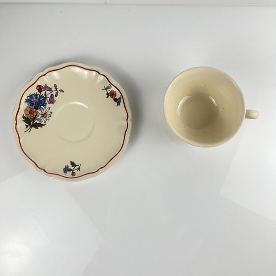 Image 1 of Breakfast cup and saucer, "Agreste", Sarreguemines, 1960