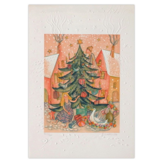 Françoise Deberdt signierte Lithographie Le Sapin De Noël 1985 – Lithographien & Drucke, Paper (photo 4 of 5)