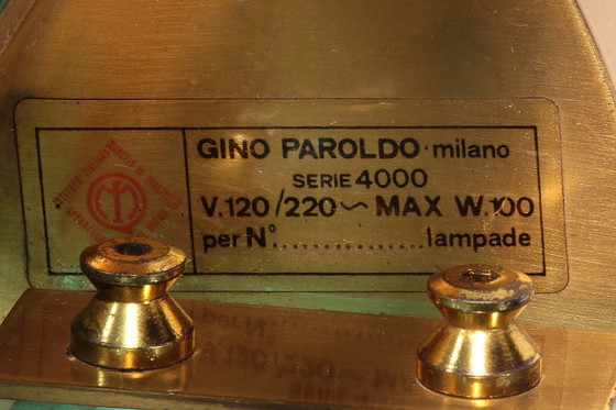 Image 1 of Chiselled Glass Table Lamp in Brass by Gino Paroldo for Dinodei, 1960s