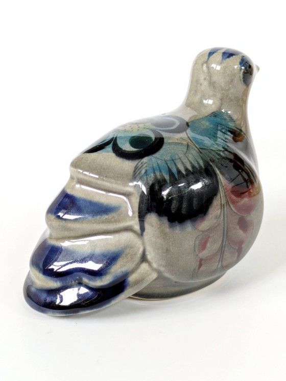 Image 1 of Figurine de caille mexicaine Tonala vintage | Poterie d'art populaire peinte à la main des années 1970