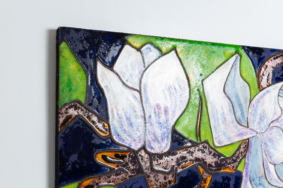 Image 1 of Keramische Blumen-Wanddekoration von Ruscha