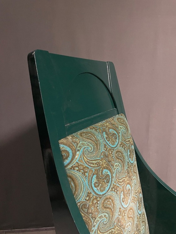 Rara Poltrona Art Nouveau con schienale alto, Poltrone, Legno, Tessile, Verde, Vintage (foto 5 di 6)