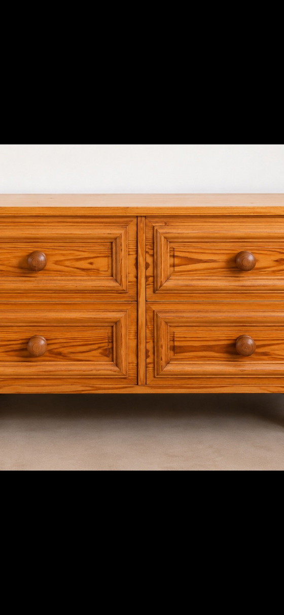 Commode Danoise Vintage en Pin Massif, Années 1970, Quatre Tiroirs, Bois, Marron (photo 5 sur 5)
