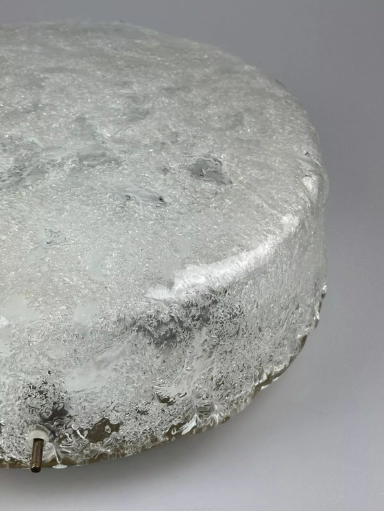 Image 1 of Lampada da soffitto anni '60 e '70 Plafoniera a filo in vetro ghiacciato Hillebrand Germania