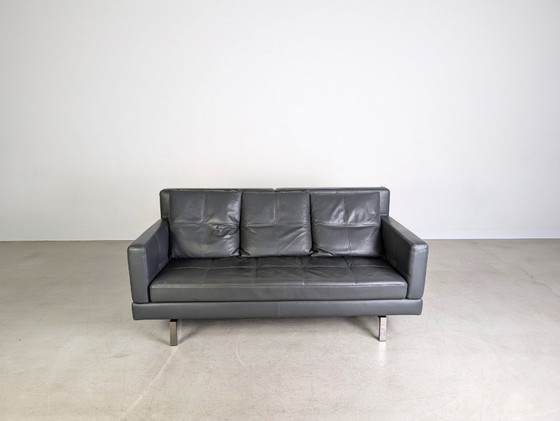 Image 1 of Original Brühl Amber Zweisitzer Sofa Couch Leder grau Design