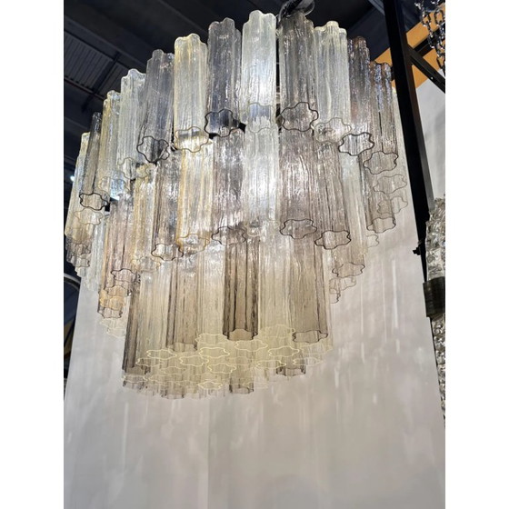 Image 1 of Lustre ovale de luxe en verre Tronchi teinté champagne
