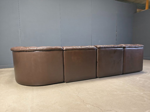 Canapé modulaire vintage en cuir patchwork DS11 de Desede, années 1960