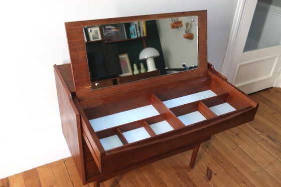 Skandinavische Teakholz-Kommode/Schminktisch Arne Vodder, Dänemark 1960, Roche Bobois, Schminktische, Braun (Foto 7 von 14)