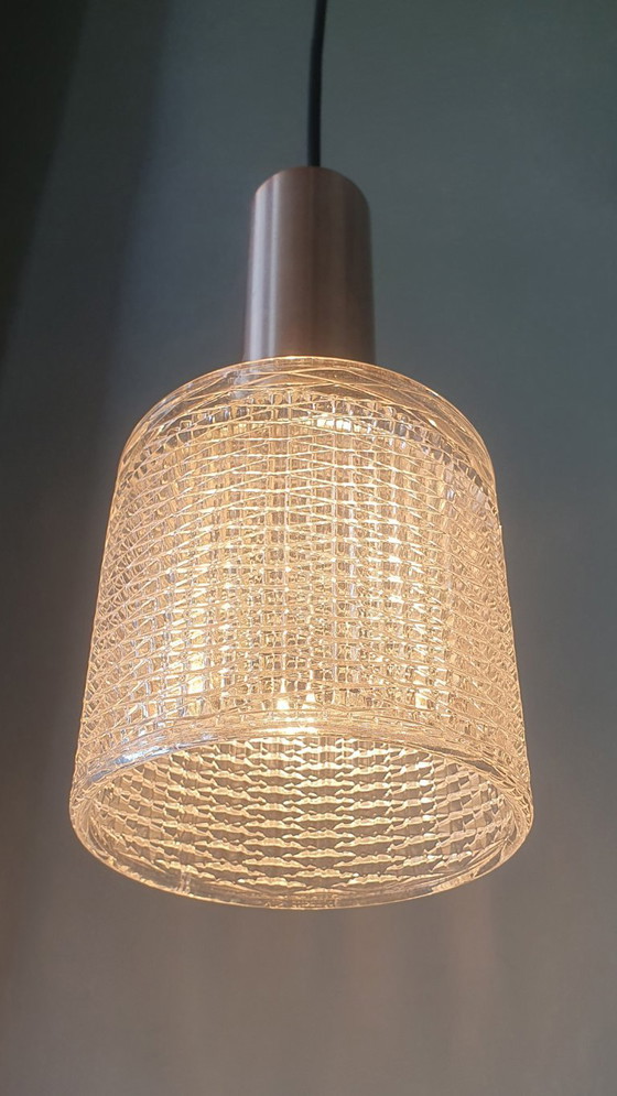 Image 1 of Lampada a sospensione vintage Philips in vetro stile Mid Century - color ottone