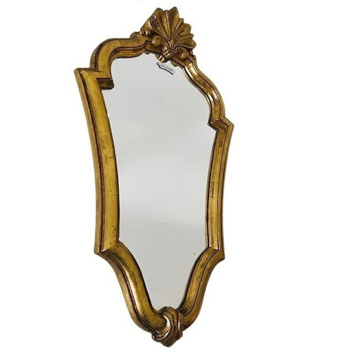 Vintage barok mid-century gouden kuifspiegel bladgoud 1950's