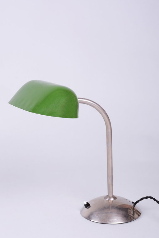 Restored Bauhaus Table Lamp, by Franta Anýž, Chrome, Steel, Czech, 1930s
