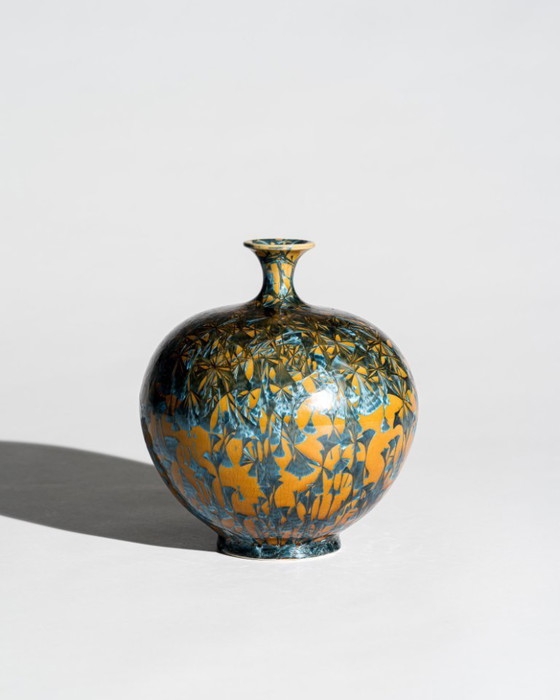 Image 1 of Crystalline Glaze Ceramic Vase Attributed Monogram “ML”, Germany, 20th Century
