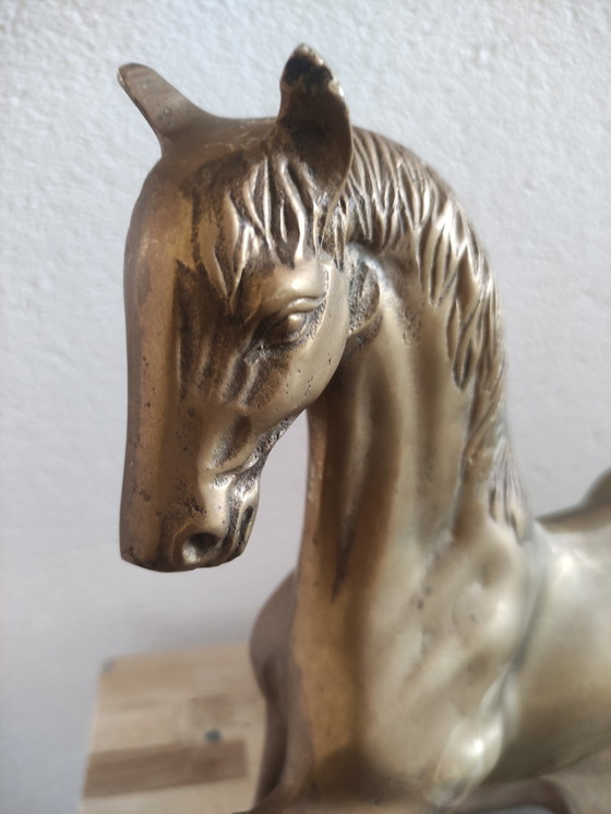 Vintage XL Hollywood Regency Horse - Brass (32 cm) – Sculpture (photo 2 of 5)
