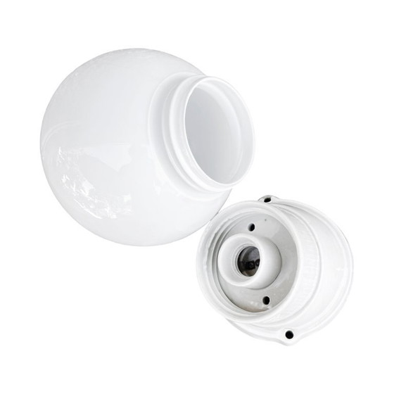 Image 1 of Lámpara de pared industrial blanca Lindner, Alemania, años 60.