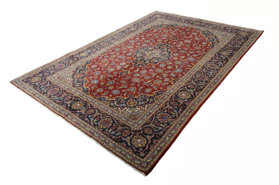 Image 1 of Handgeknoopt rood Keshan oosters tapijt - 299 x 201 cm