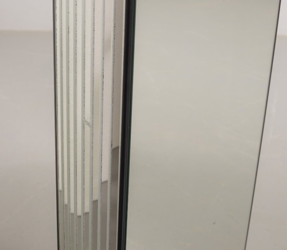 Image 1 of Very Exclusive Eyecatching Minimalistic Handcrafted Silver Mirror Console Table / Wall Art Object, 1980s.