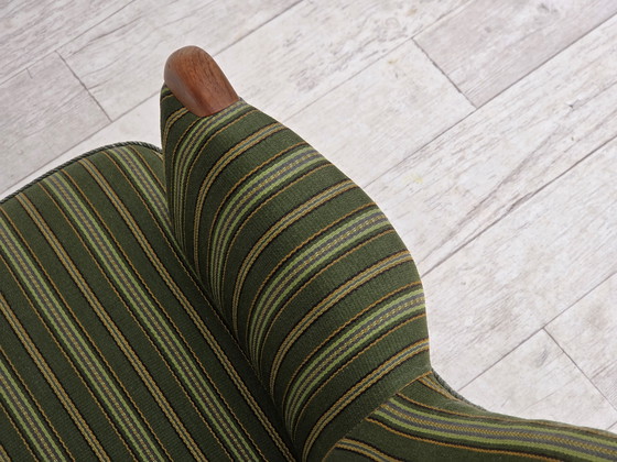 Image 1 of 1960er Jahre Dänischer Sessel, Grüne Möbelwolle, Teakholz