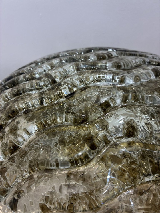 Plafonnier Kaiser Leuchten Murano en verre givré, 40 cm, années 1970, Transparent (photo 4 sur 6)