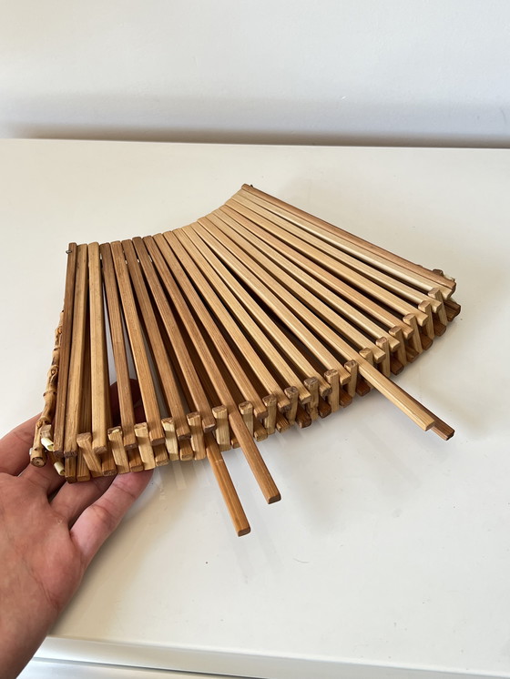 Image 1 of Cestino pieghevole per la frutta vintage – Manico in bambù – Anni '50