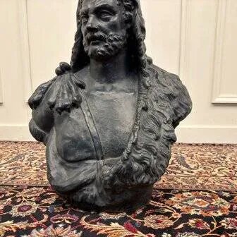 Bust of Hercules by Lucas Faydherbe, Sculpture, Porcelain, Ceramic, Black, Chesterfield (photo 9 of 10)