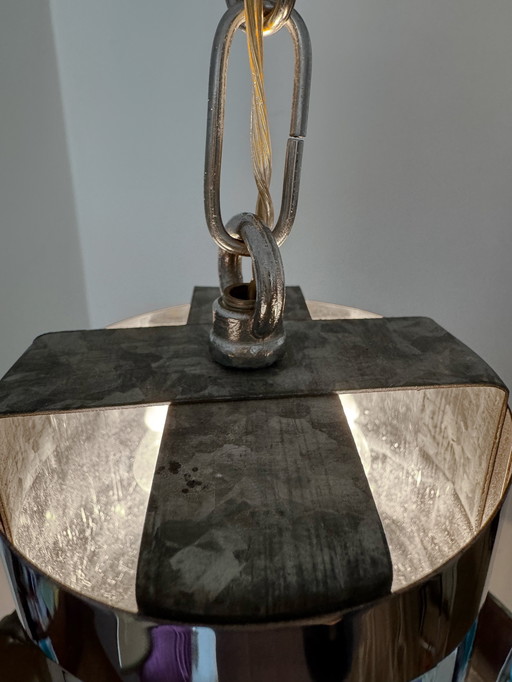 Chromed metal chandelier, Italian design from the '70s