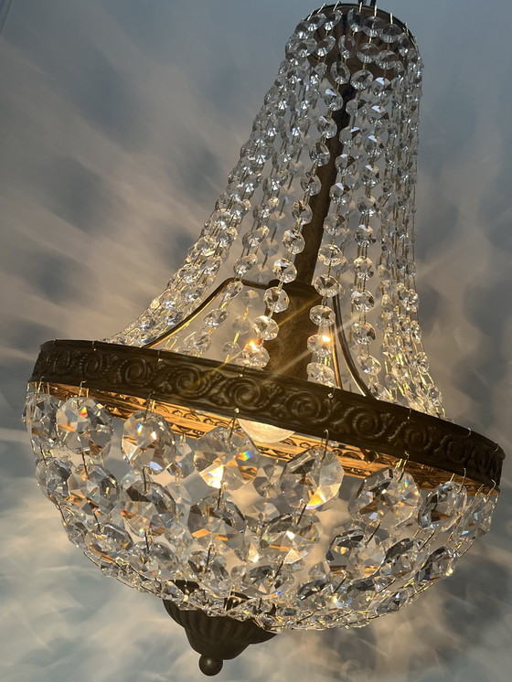 Image 1 of Crystal Bag Chandelier Bronze Frame Chandelier