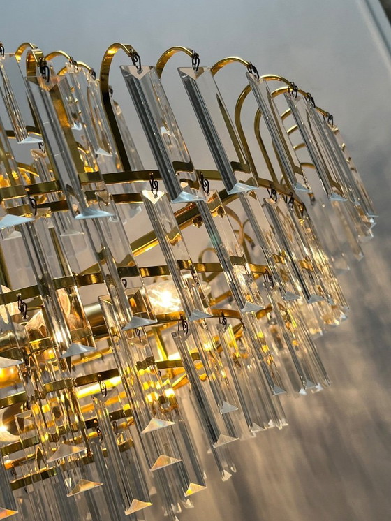 Image 1 of XL size large size hand cut Crystal Chandeliers 1970s Mid - Century Style