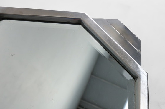 Image 1 of Plateau ottagonale geometrico Art Déco francese cromato e specchiato, circa 1930