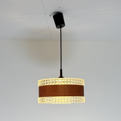 Lampada a sospensione vintage con anello marrone