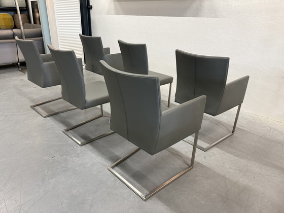 Image 1 of 6 Bert Plantagie Tidy & Misty Eetkamerstoelen Grijs Leer