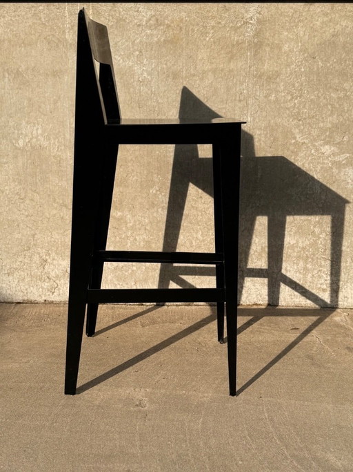 LIGNE ROSET, lot de 2 tabourets de bar LA PLIEE en acier noir