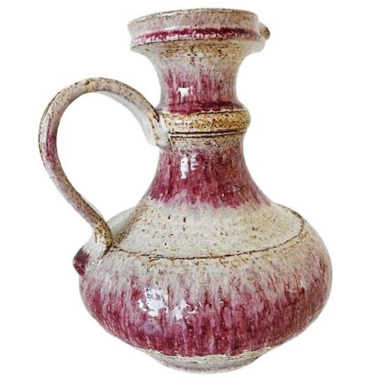 Image 1 of Brocca in ceramica vintage rosa e bianca in stile Fat Lava