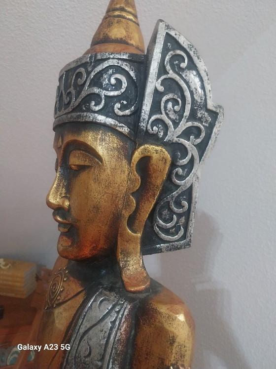 Tempelwächter Buddha, 1'60 cm. – Bildhauerei, Holz (photo 5 of 9)