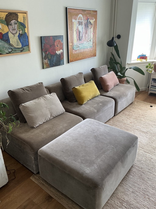 Hay Mags Sofa (3 elements, 1 footstool, 8 cushions)