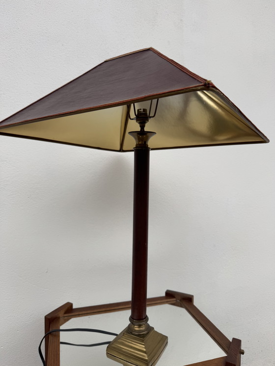 Image 1 of Grande lampe teck et bronze années 70