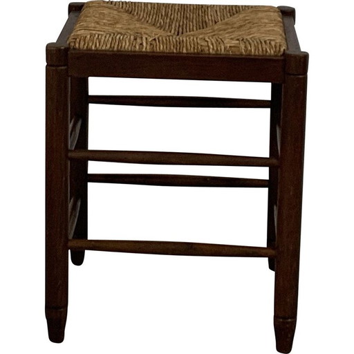 Tabouret en paille vintage 1950
