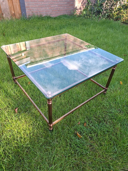 Vintage Messing Couchtisch mit Glasplatte 70x70 – salontafels