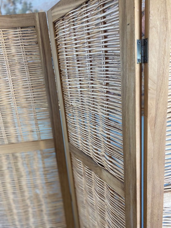 Woven Wicker 3-Panel Room Screen – Wood (photo 5 of 13)
