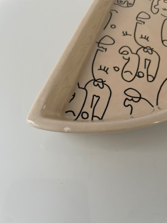 Image 1 of Artistieke set halve bordjes lijntekening