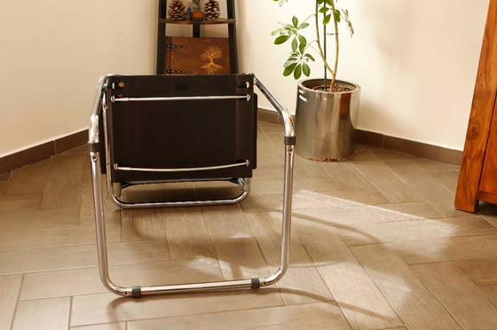 Image 1 of Mart Stam Style Cantilever Chairs – S34 Inspired, Chrome Frame, Leather Upholstery