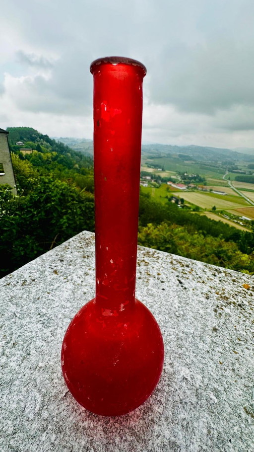 1x Objet unique en verre rouge - Sculptural & Minimaliste - Italie