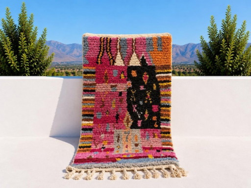 Marokkaans Berber tapijt van natuurlijke wol, 250 cm x 120 cm – vloerkleden en tapijten, Cotton